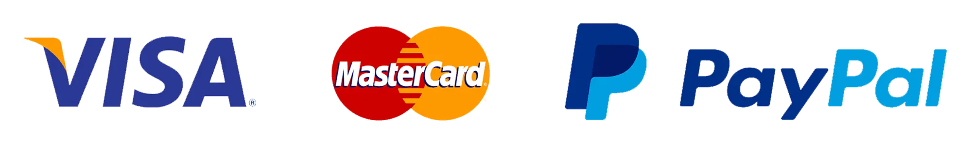 Visa, Mastercard and PayPal payment methods accepted