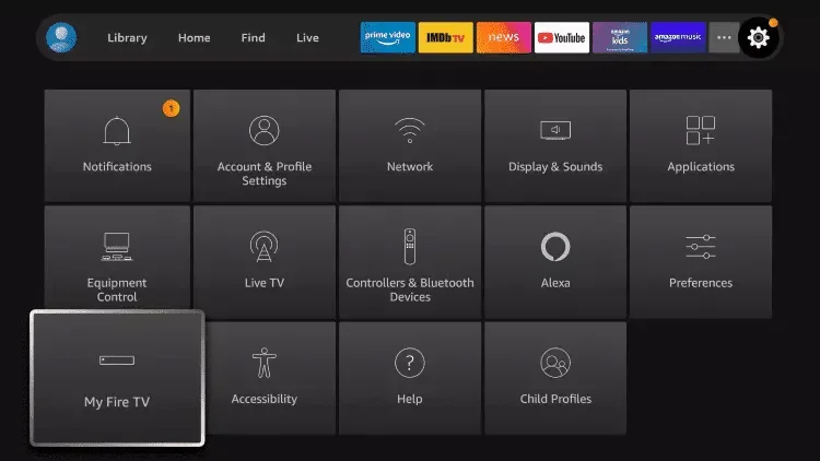 Menu des réglages d’appareil sur une interface de diffusion télévisuelle